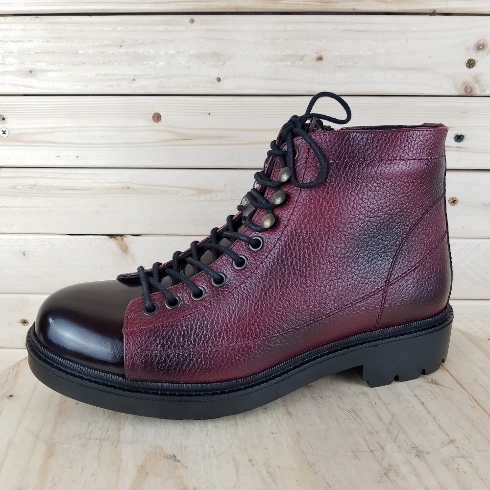 NEW Paul Branco Chukka Ankle Boots Genuine Leather Mens 9 Burgundy Moto Grunge